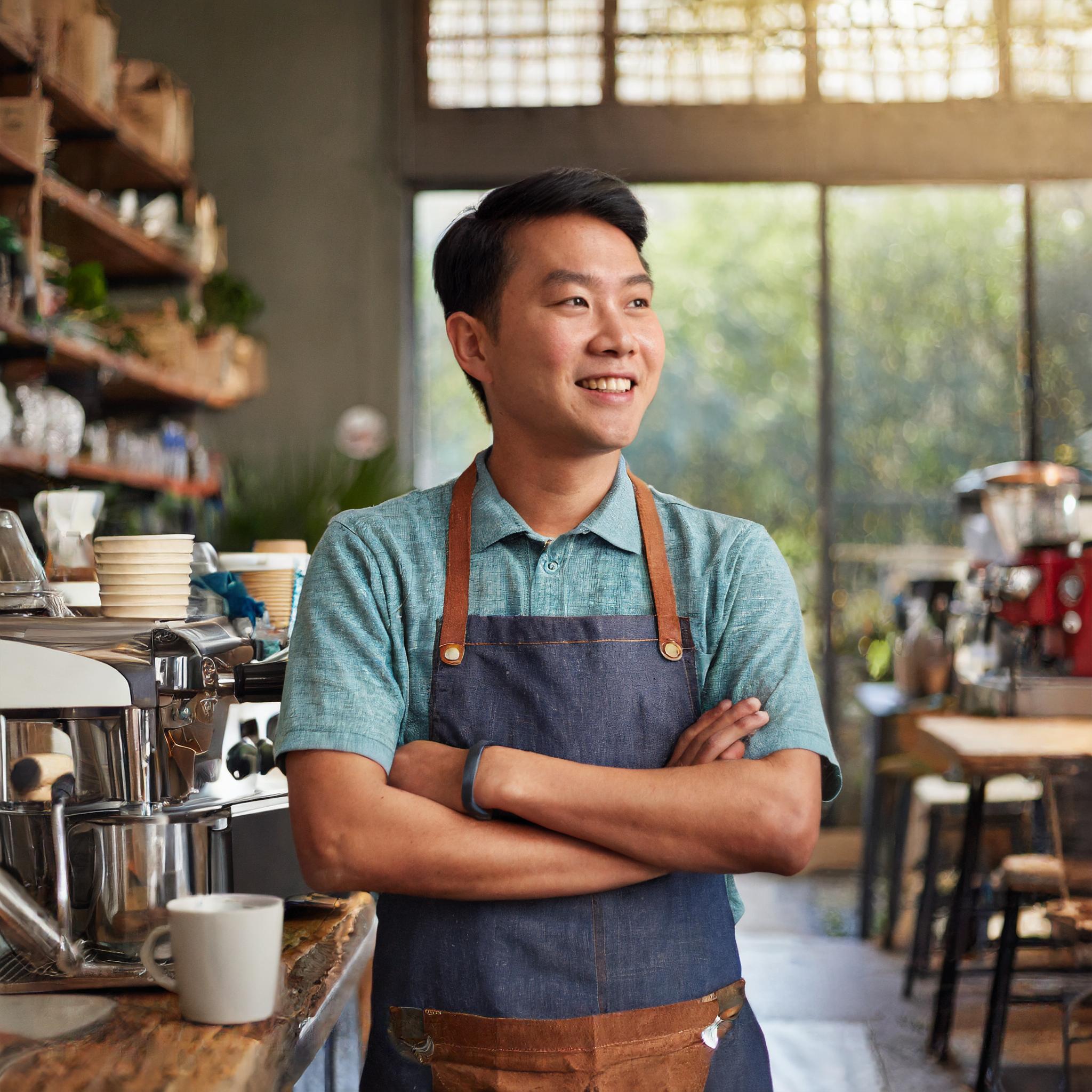 Person im Café-Management, respektvoll und professionell