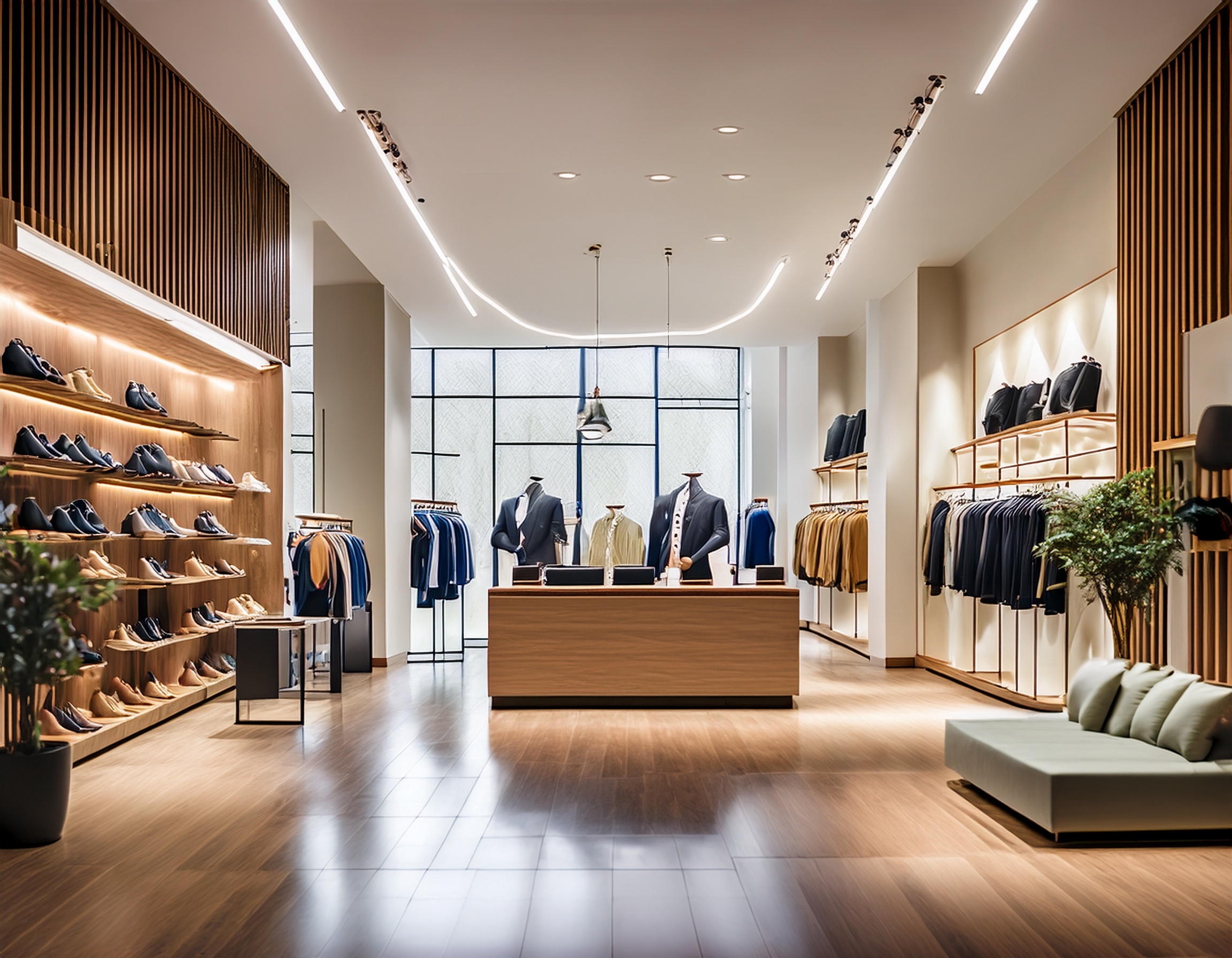 Modegeschäft mit modernem Design und entspannter Café-Atmosphäre